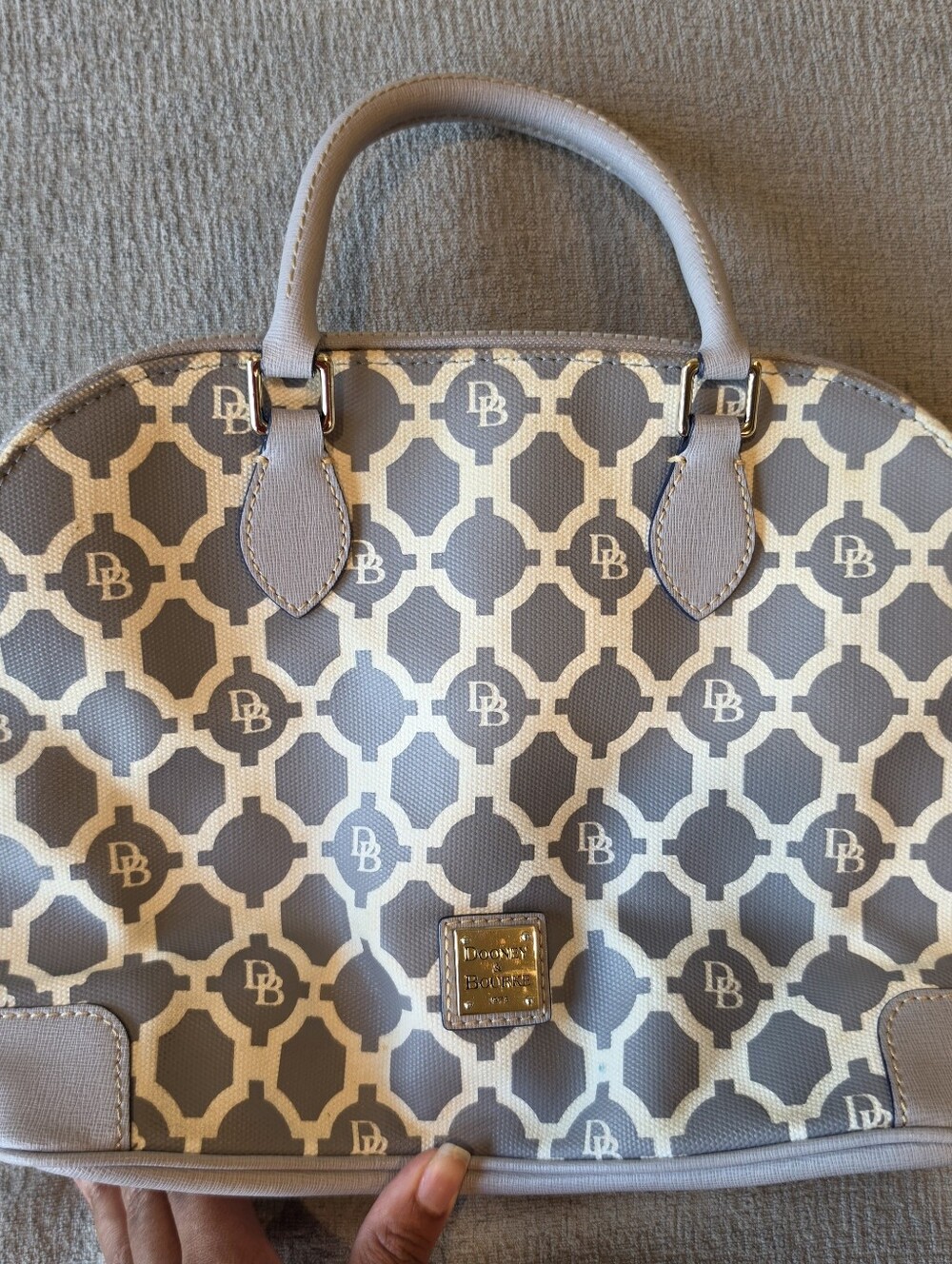 Dooney & Bourke Cream and Gray Signature Dome Satchel